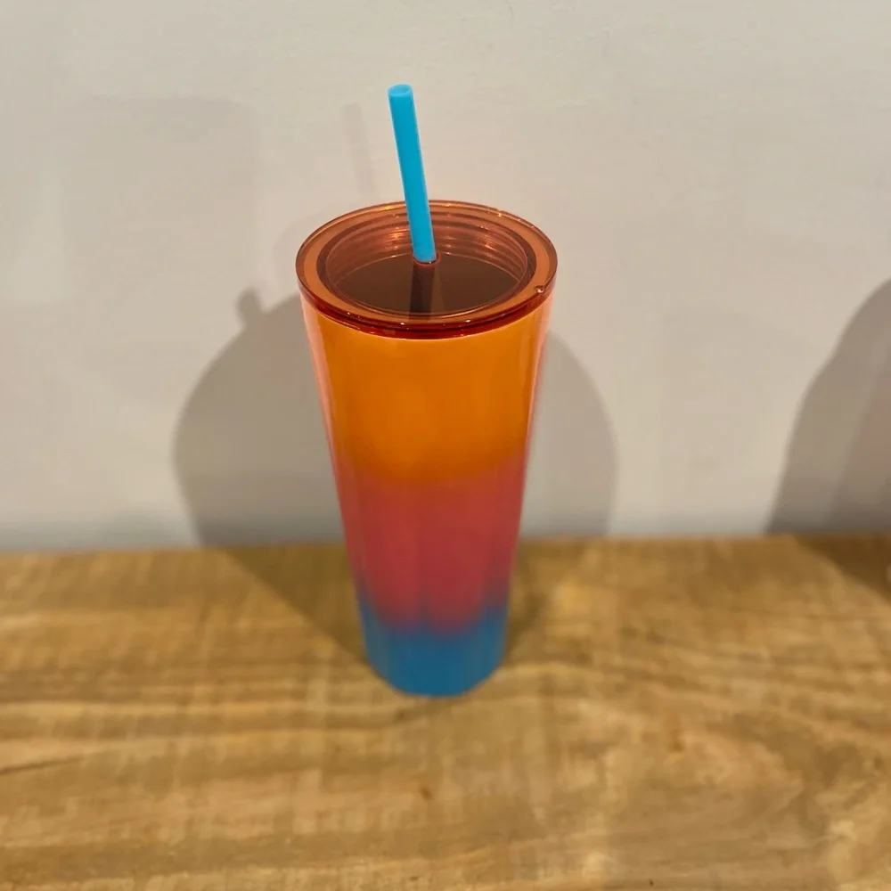 Starbucks orangee‎ blue and pink 24oz  tumbler